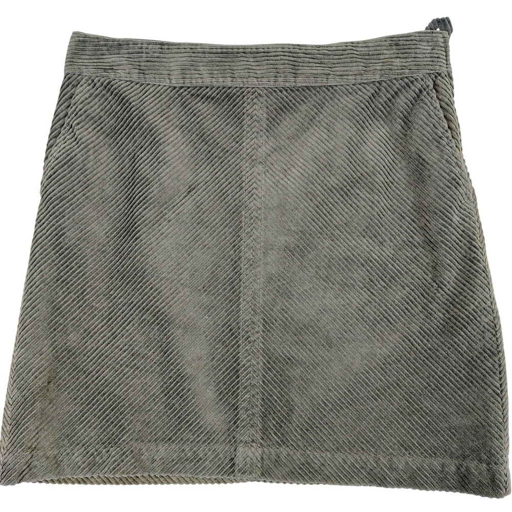 Talbots Womens 14P Corduroy Mini Skirt Olive Green Cotton Dark Academia